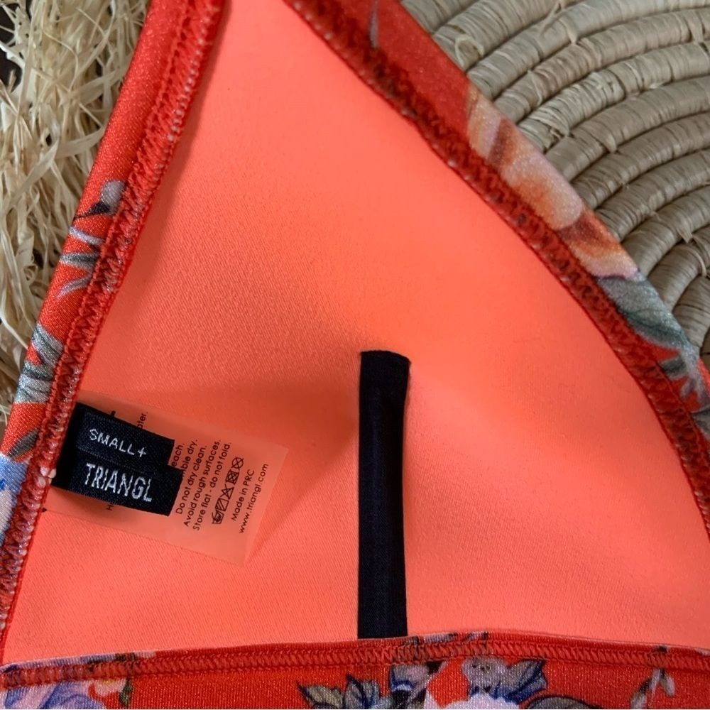 TRIANGL Women's Triangle Bikini Swim Top Orange Parrot Floral Size Small - Picture 7 of 11